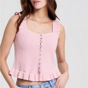 And Now This
Women's Pointelle Cropped Lace-Trim Tank Top